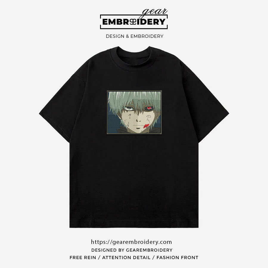 Ken kaneki Tokyo Ghoul Anime Embroidered Design Personalized Embroidered T Shirt Sweatshirt Hoodie Clothing TG013