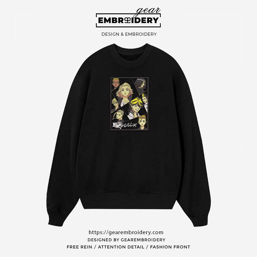 Tokyo revengers characters Tokyo Revengersl Anime Embroidered Design Personalized Embroidered T Shirt Sweatshirt Hoodie Clothing TR020