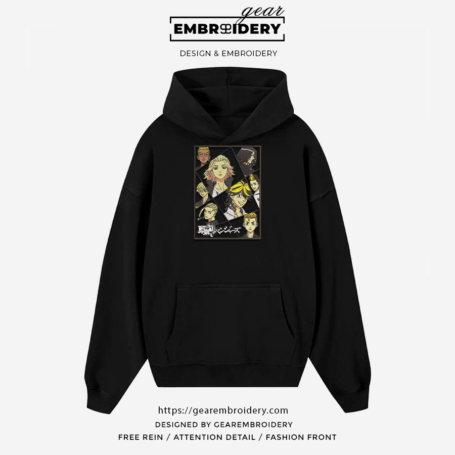 Tokyo revengers characters Tokyo Revengersl Anime Embroidered Design Personalized Embroidered T Shirt Sweatshirt Hoodie Clothing TR020