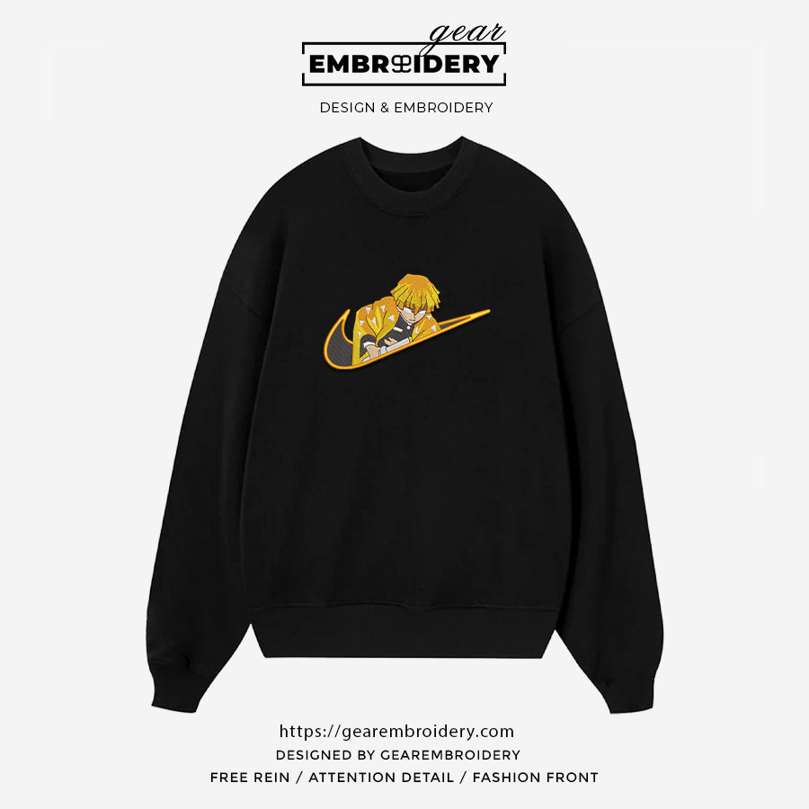 Zenitsu swoosh nike Demon Slayer Anime Embroidered Design Personalized Embroidered T Shirt Sweatshirt Hoodie Clothing DS0176