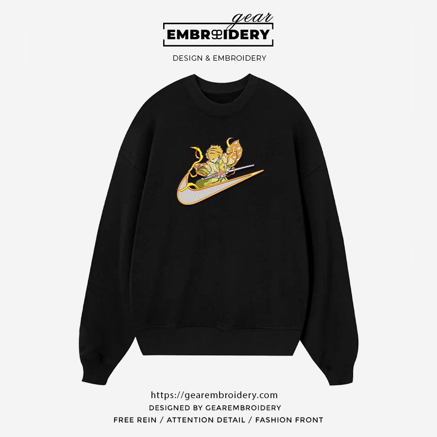 Zenitsu swoosh nike Demon Slayer Anime Embroidered Design Personalized Embroidered T Shirt Sweatshirt Hoodie Clothing DS0175