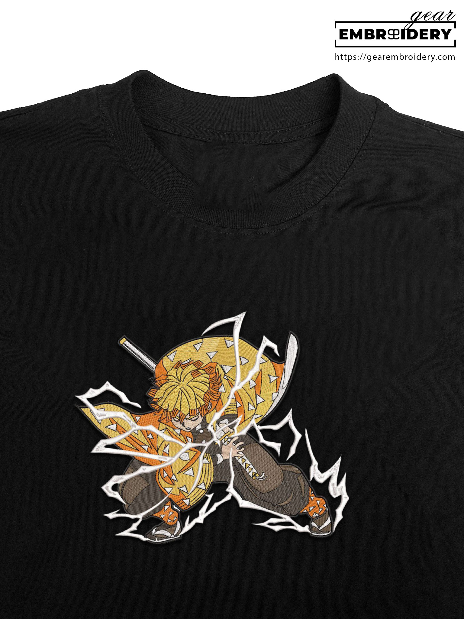 Zenitsu lightning Demon Slayer Anime Embroidered Design Personalized Embroidered T Shirt Sweatshirt Hoodie Clothing DS0171