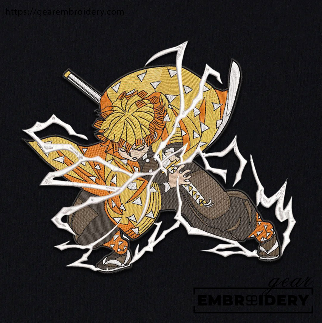 Zenitsu lightning Demon Slayer Anime Embroidered Design Personalized Embroidered T Shirt Sweatshirt Hoodie Clothing DS0171