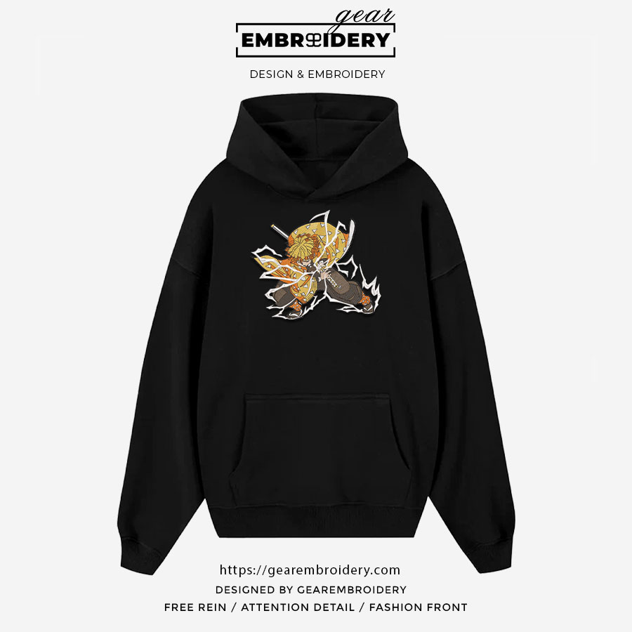 Zenitsu lightning Demon Slayer Anime Embroidered Design Personalized Embroidered T Shirt Sweatshirt Hoodie Clothing DS0171