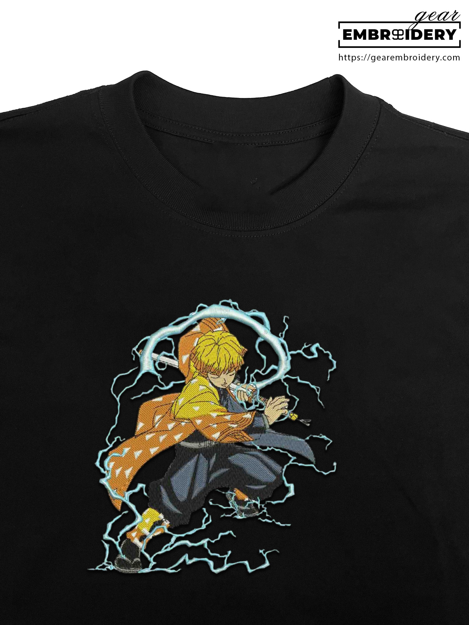 Zenitsu lightning Demon Slayer Anime Embroidered Design Personalized Embroidered T Shirt Sweatshirt Hoodie Clothing DS0170