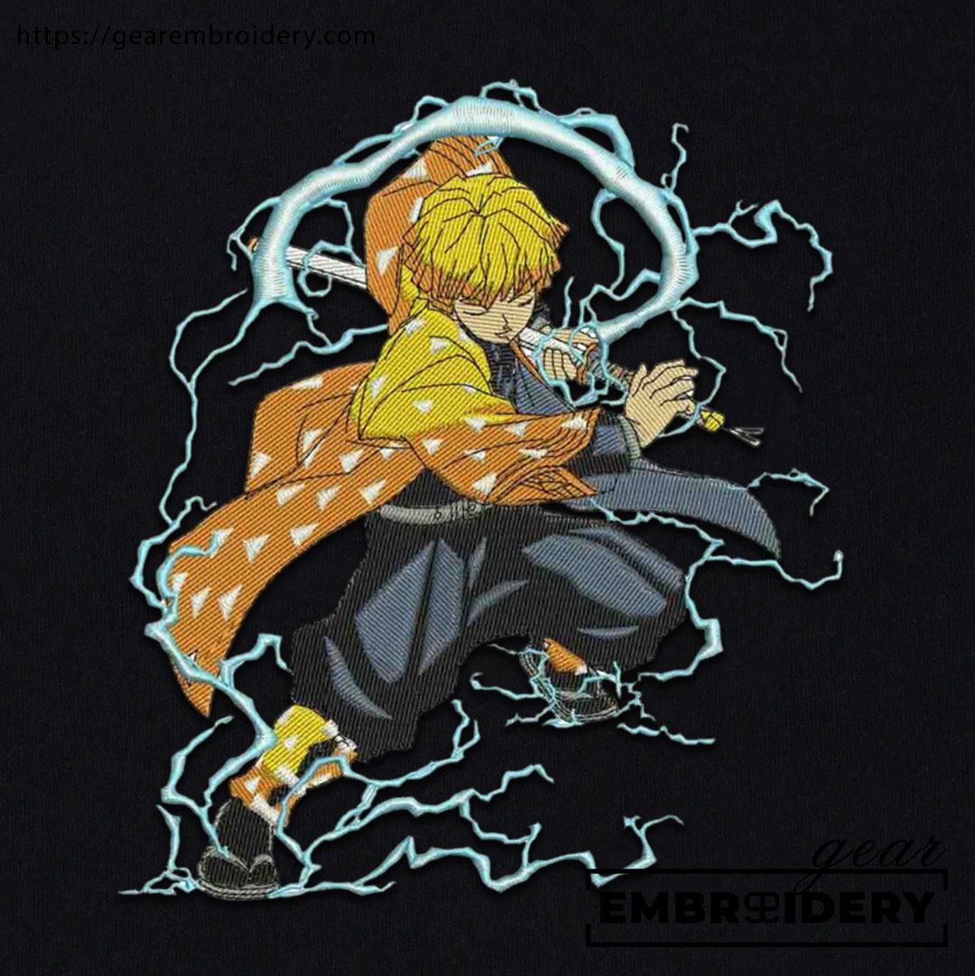 Zenitsu lightning Demon Slayer Anime Embroidered Design Personalized Embroidered T Shirt Sweatshirt Hoodie Clothing DS0170