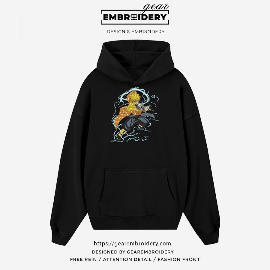 Zenitsu lightning Demon Slayer Anime Embroidered Design Personalized Embroidered T Shirt Sweatshirt Hoodie Clothing DS0170