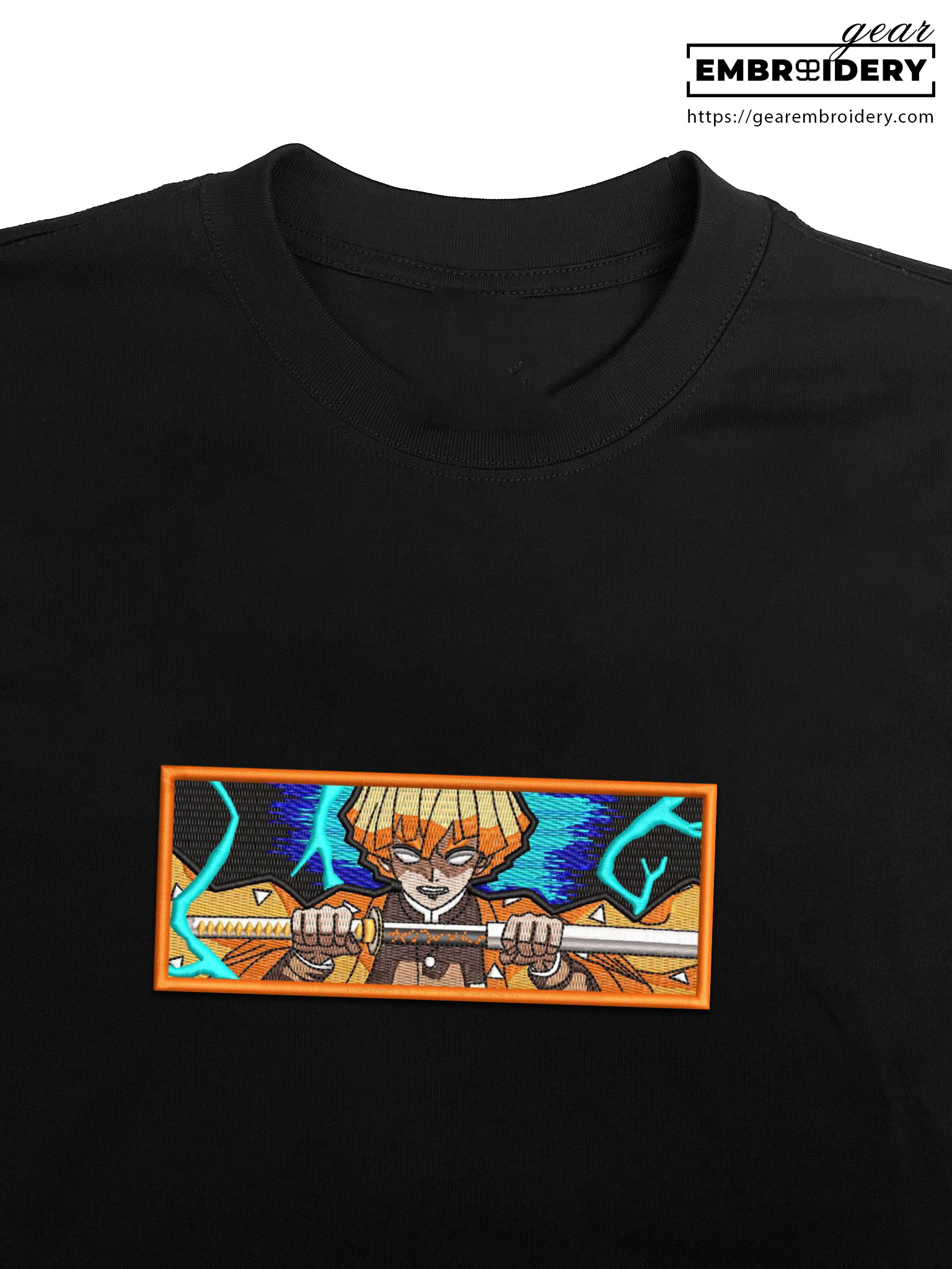 Zenitsu lightning Demon Slayer Anime Embroidered Design Personalized Embroidered T Shirt Sweatshirt Hoodie Clothing DS0168