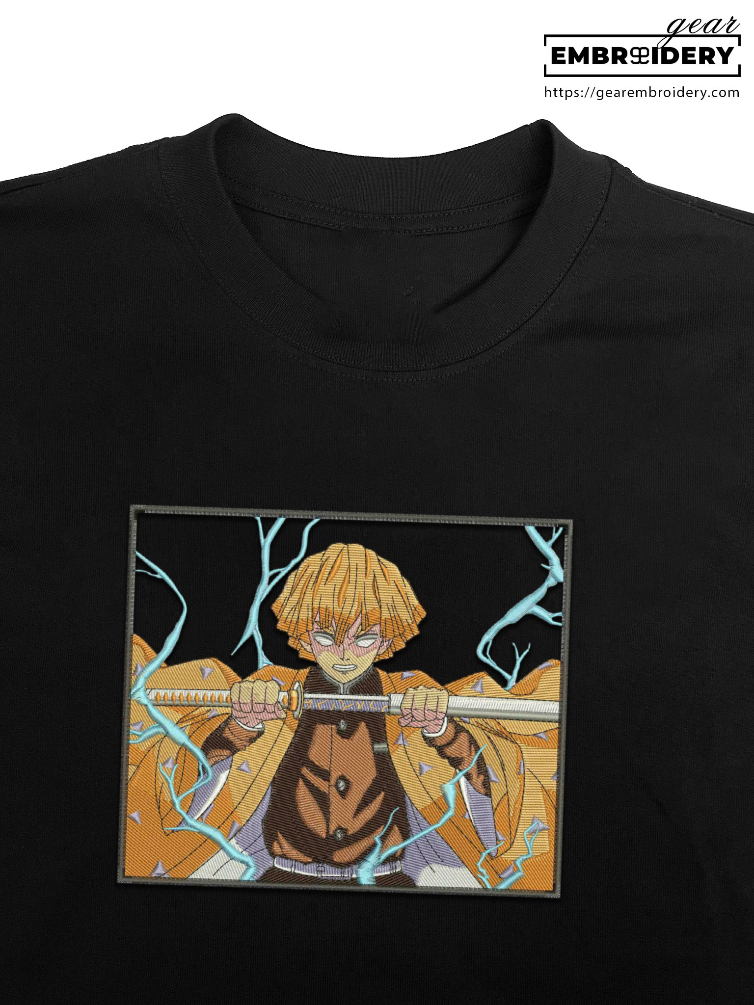 Zenitsu lightning Demon Slayer Anime Embroidered Design Personalized Embroidered T Shirt Sweatshirt Hoodie Clothing DS0167