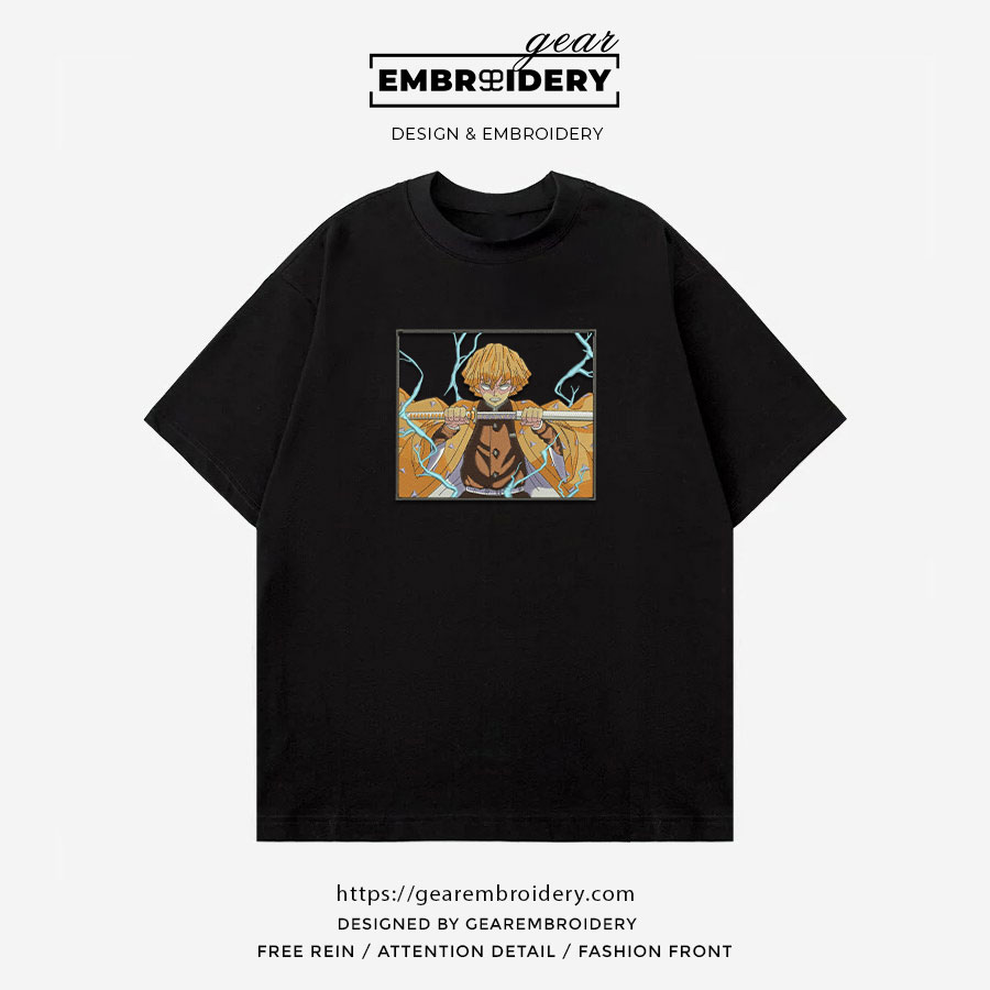Zenitsu lightning Demon Slayer Anime Embroidered Design Personalized Embroidered T Shirt Sweatshirt Hoodie Clothing DS0167