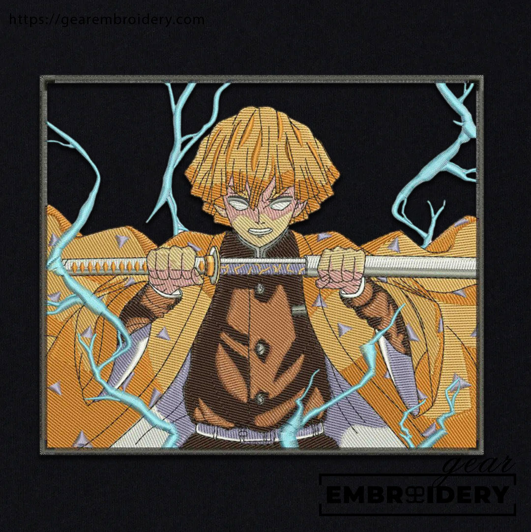 Zenitsu lightning Demon Slayer Anime Embroidered Design Personalized Embroidered T Shirt Sweatshirt Hoodie Clothing DS0167