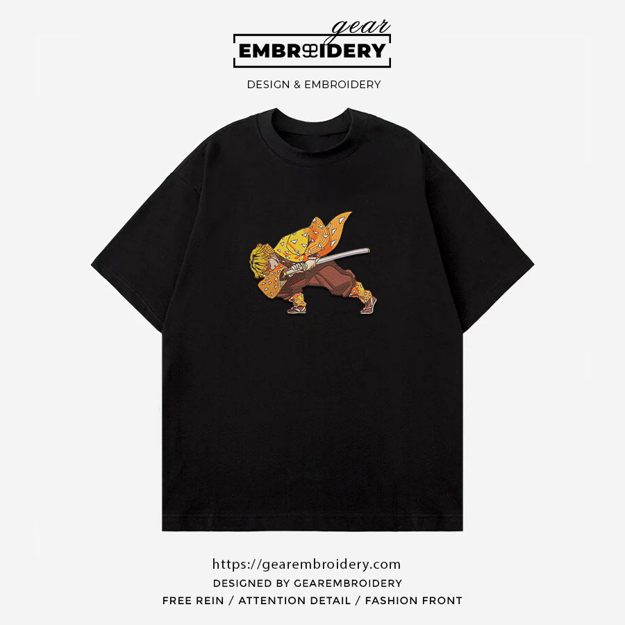 Zenitsu Demon Slayer Anime Embroidered Design Personalized Embroidered T Shirt Sweatshirt Hoodie Clothing DS0162