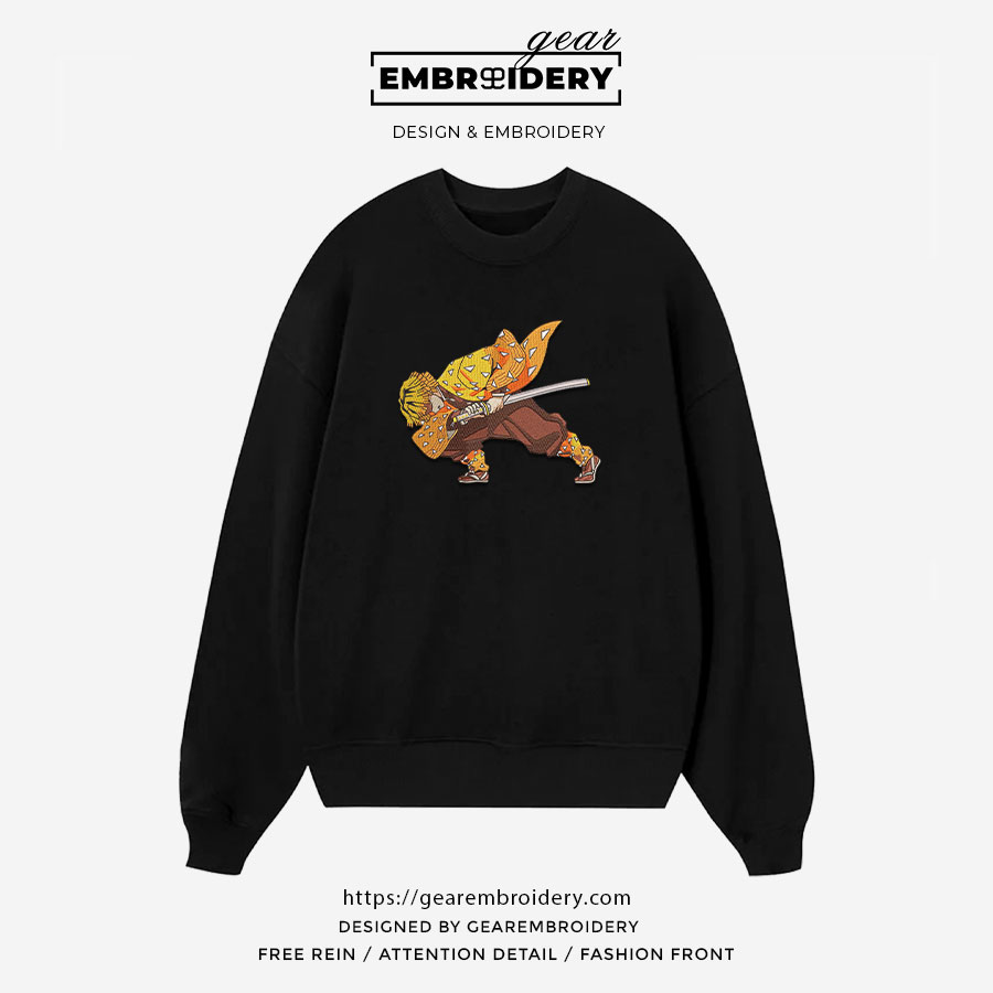 Zenitsu Demon Slayer Anime Embroidered Design Personalized Embroidered T Shirt Sweatshirt Hoodie Clothing DS0162