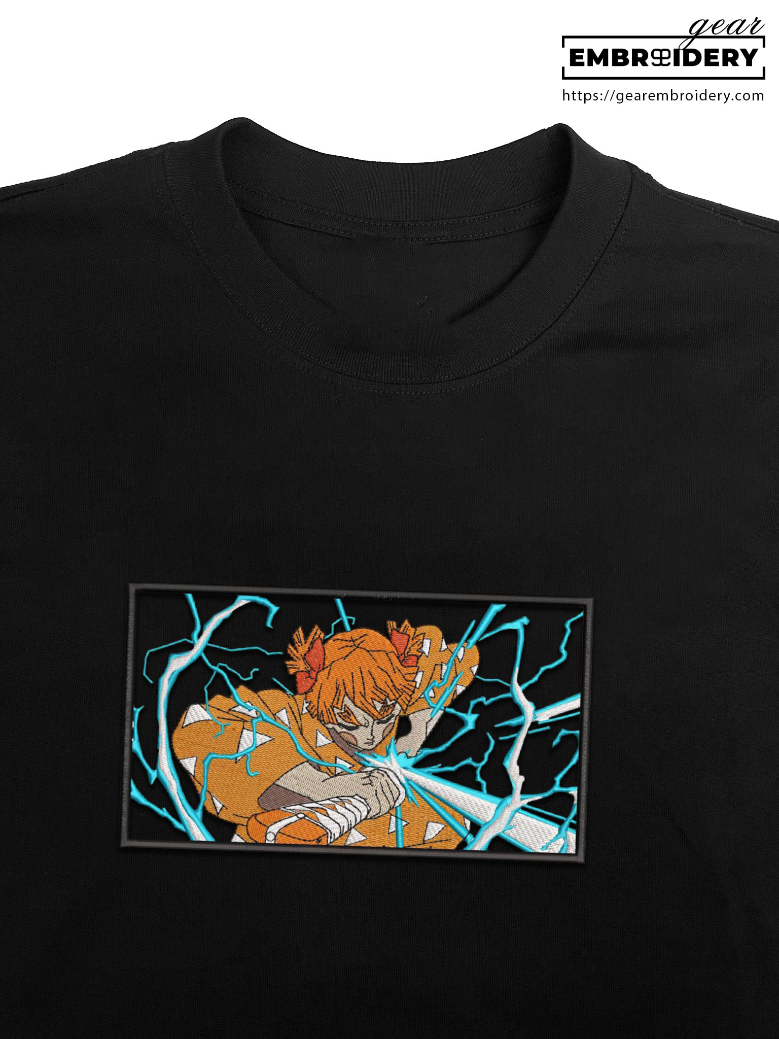 Zenitsu attack Demon Slayer Anime Embroidered Design Personalized Embroidered T Shirt Sweatshirt Hoodie Clothing DS0160