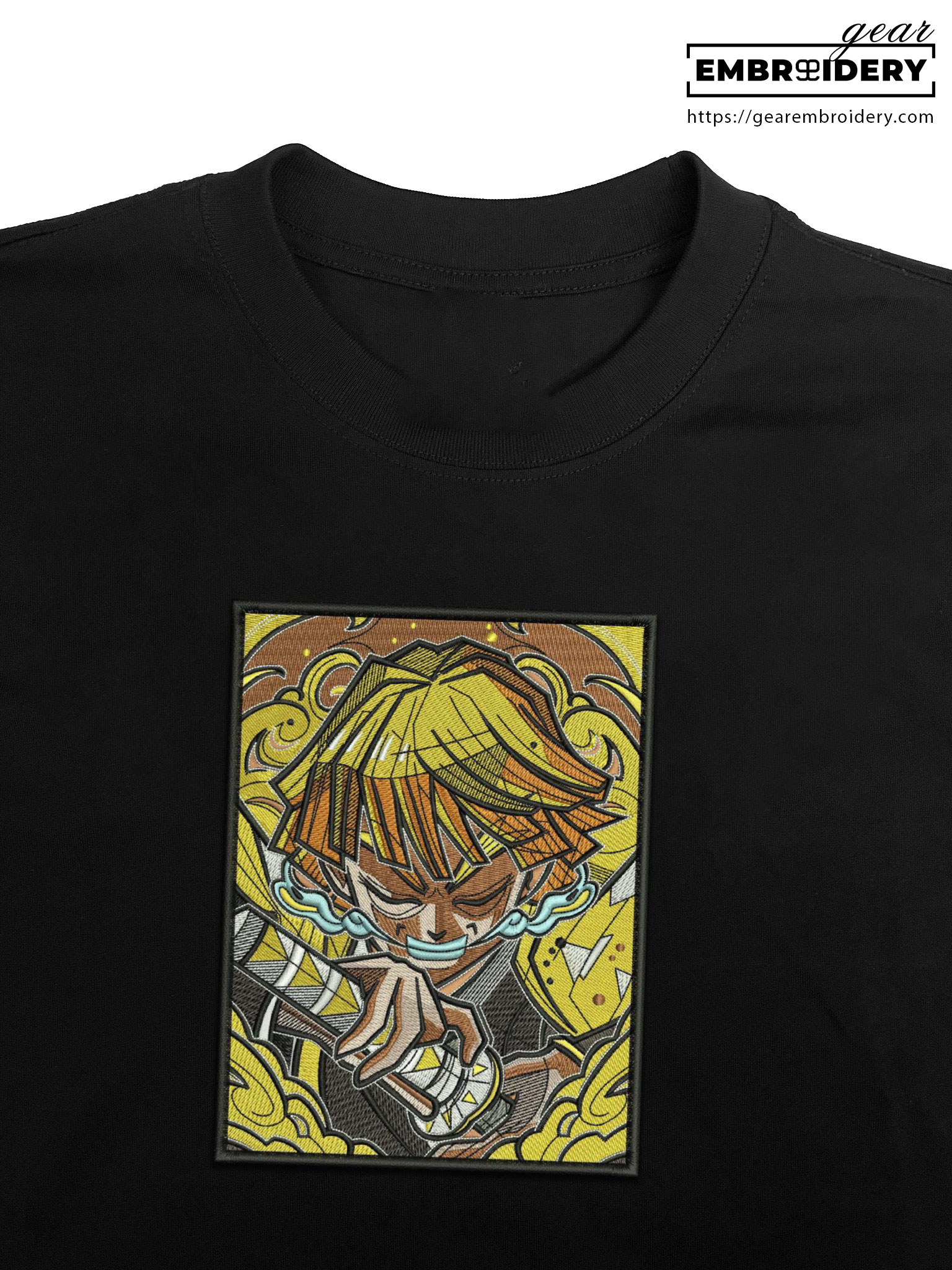 Zenitsu attack Demon Slayer Anime Embroidered Design Personalized Embroidered T Shirt Sweatshirt Hoodie Clothing DS0159