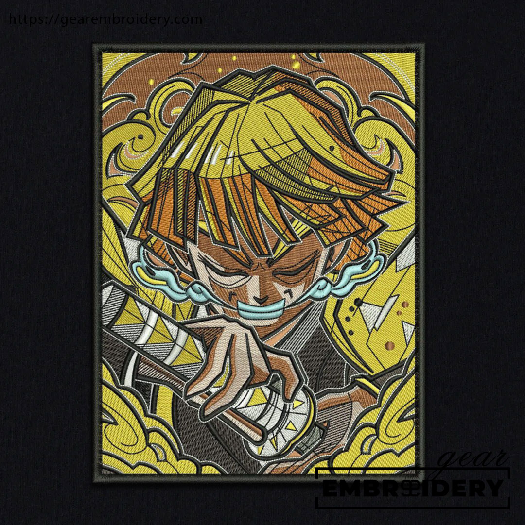 Zenitsu attack Demon Slayer Anime Embroidered Design Personalized Embroidered T Shirt Sweatshirt Hoodie Clothing DS0159