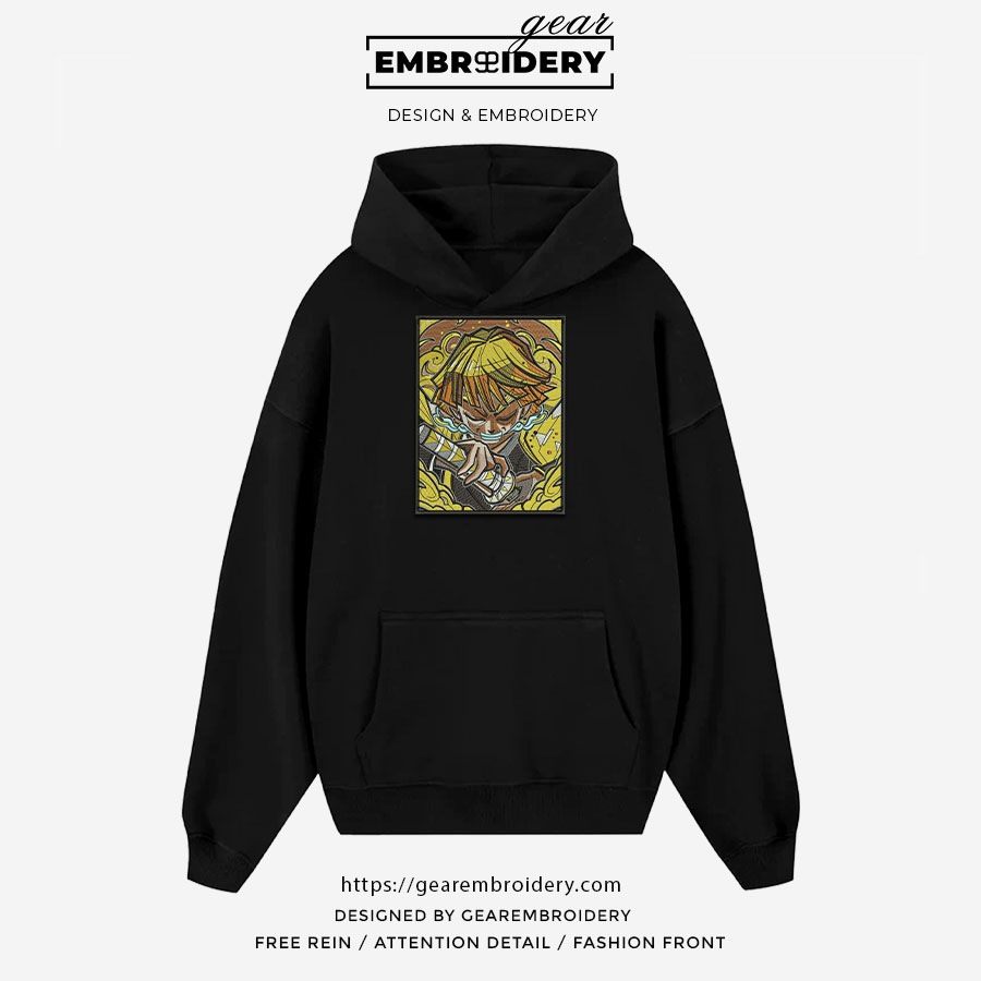Zenitsu attack Demon Slayer Anime Embroidered Design Personalized Embroidered T Shirt Sweatshirt Hoodie Clothing DS0159