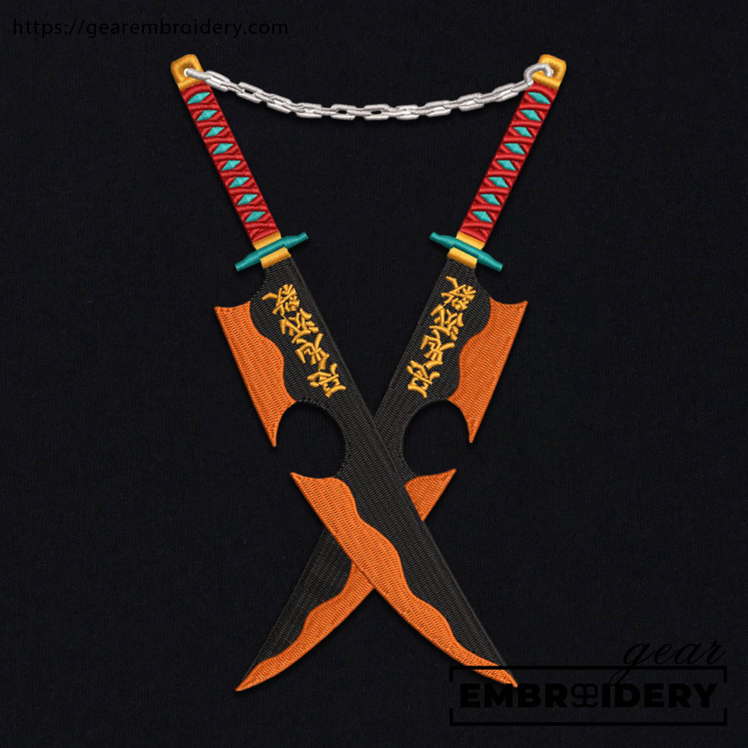 Uzui swords Demon Slayer Anime Embroidered Design Personalized Embroidered T Shirt Sweatshirt Hoodie Clothing DS0154