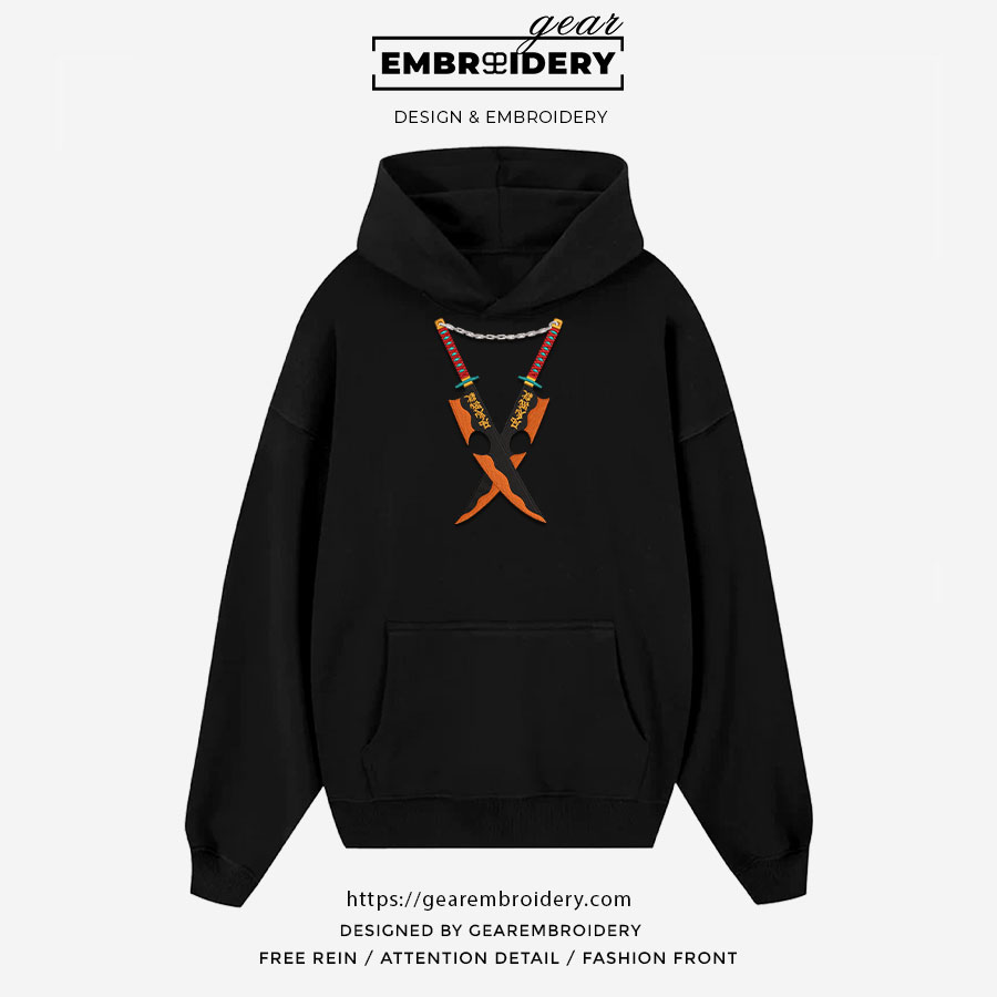 Uzui swords Demon Slayer Anime Embroidered Design Personalized Embroidered T Shirt Sweatshirt Hoodie Clothing DS0154