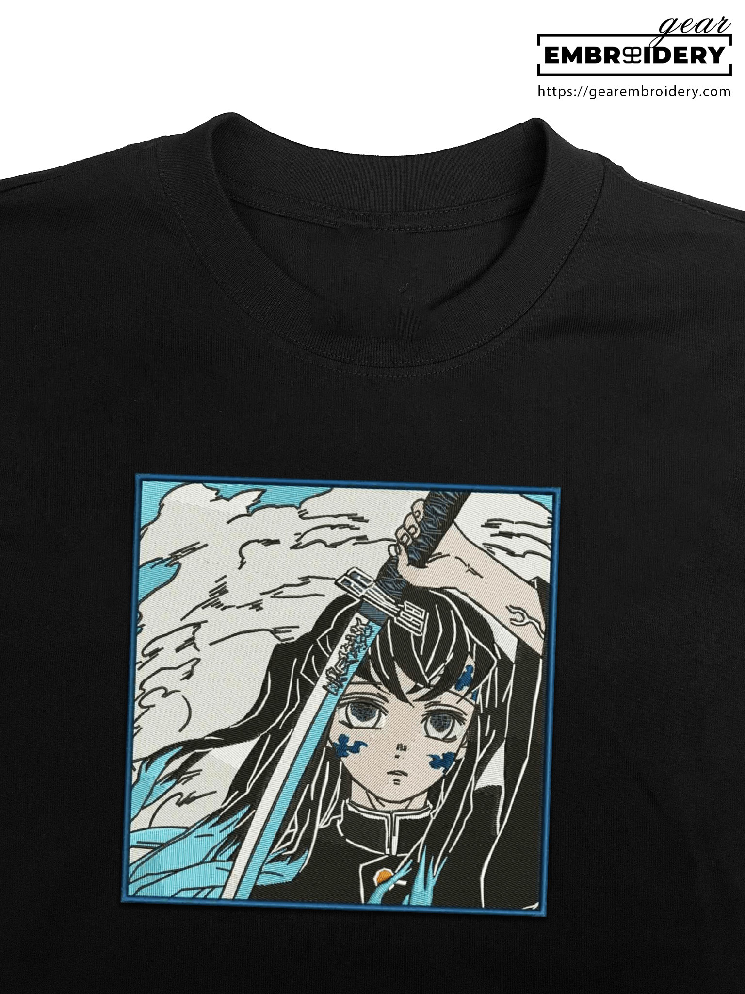 Tokito Muichiro Demon Slayer Anime Embroidered Design Personalized Embroidered T Shirt Sweatshirt Hoodie Clothing DS0150