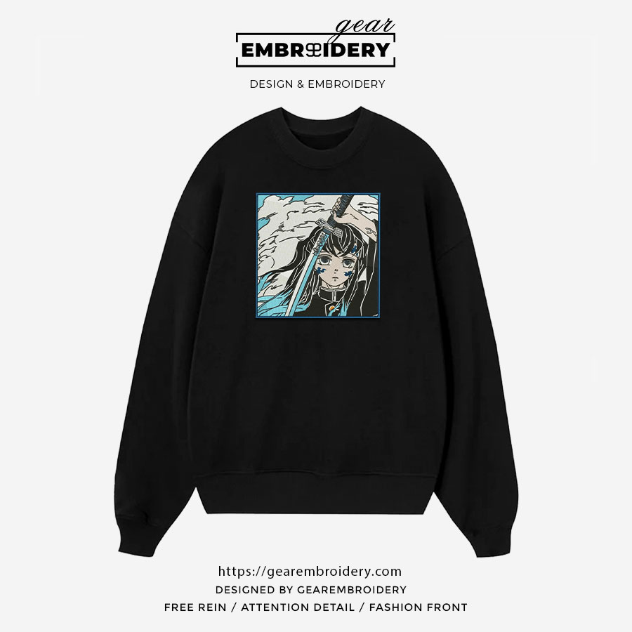 Tokito Muichiro Demon Slayer Anime Embroidered Design Personalized Embroidered T Shirt Sweatshirt Hoodie Clothing DS0150