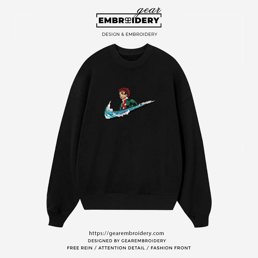Tanjiro swoosh nike Demon Slayer Anime Embroidered Design Personalized Embroidered T Shirt Sweatshirt Hoodie Clothing DS0142