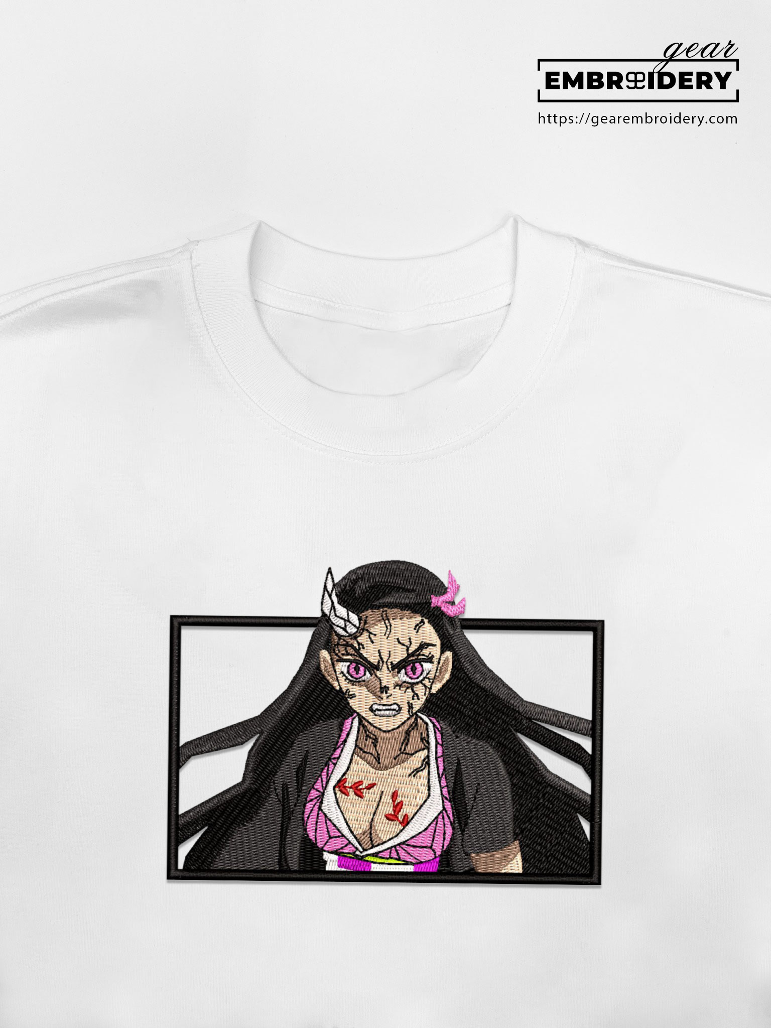 Nezuko demon Demon Slayer Anime Embroidered Design Personalized Embroidered T Shirt Sweatshirt Hoodie Clothing DS0062