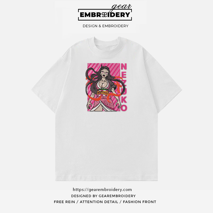 Nezuko Demon Slayer Anime Embroidered Design Personalized Embroidered T Shirt Sweatshirt Hoodie Clothing DS0063