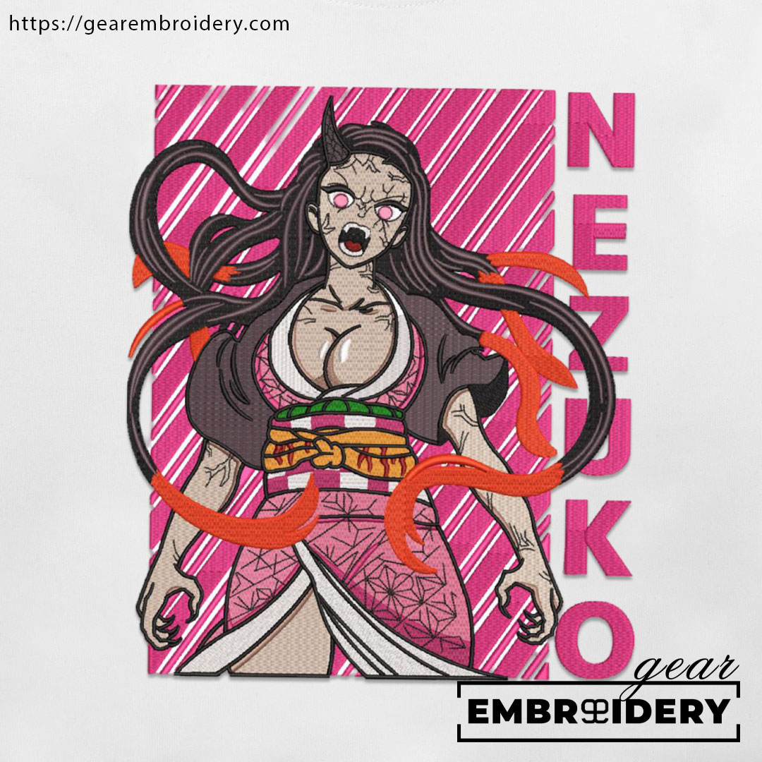 Nezuko Demon Slayer Anime Embroidered Design Personalized Embroidered T Shirt Sweatshirt Hoodie Clothing DS0063