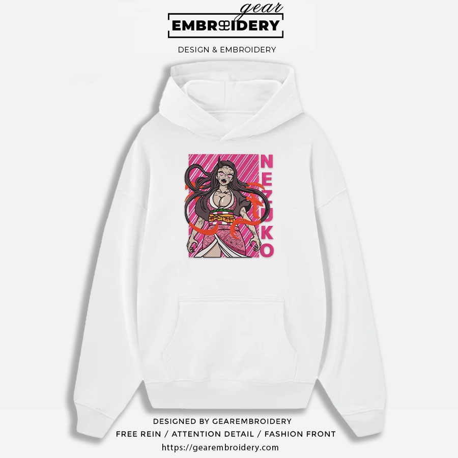 Nezuko Demon Slayer Anime Embroidered Design Personalized Embroidered T Shirt Sweatshirt Hoodie Clothing DS0063