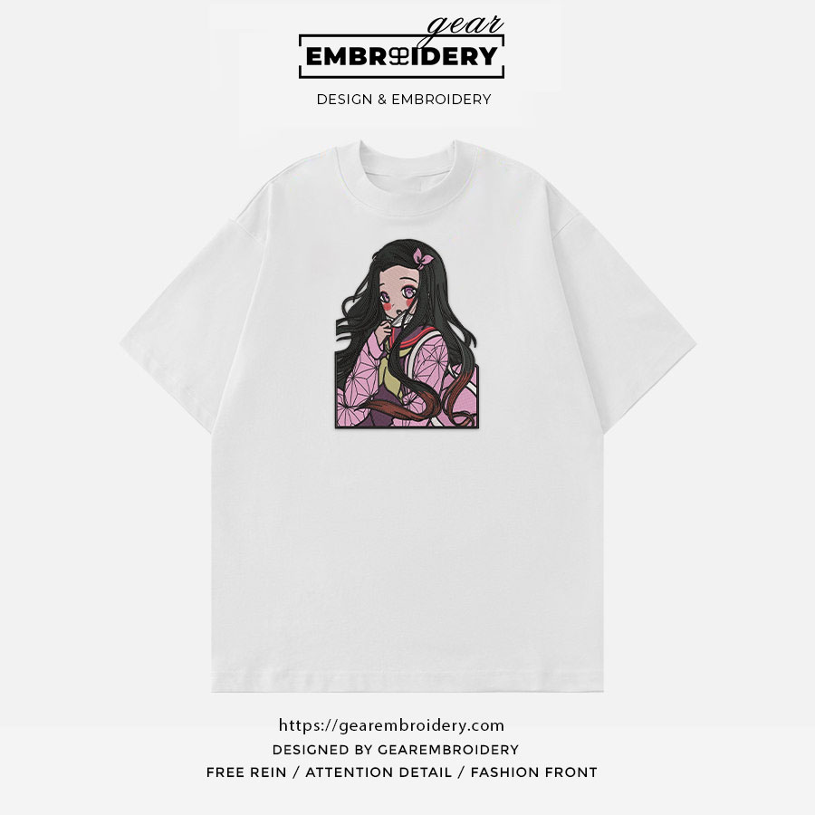 Nezuko Demon Slayer Anime Embroidered Design Personalized Embroidered T Shirt Sweatshirt Hoodie Clothing DS0071