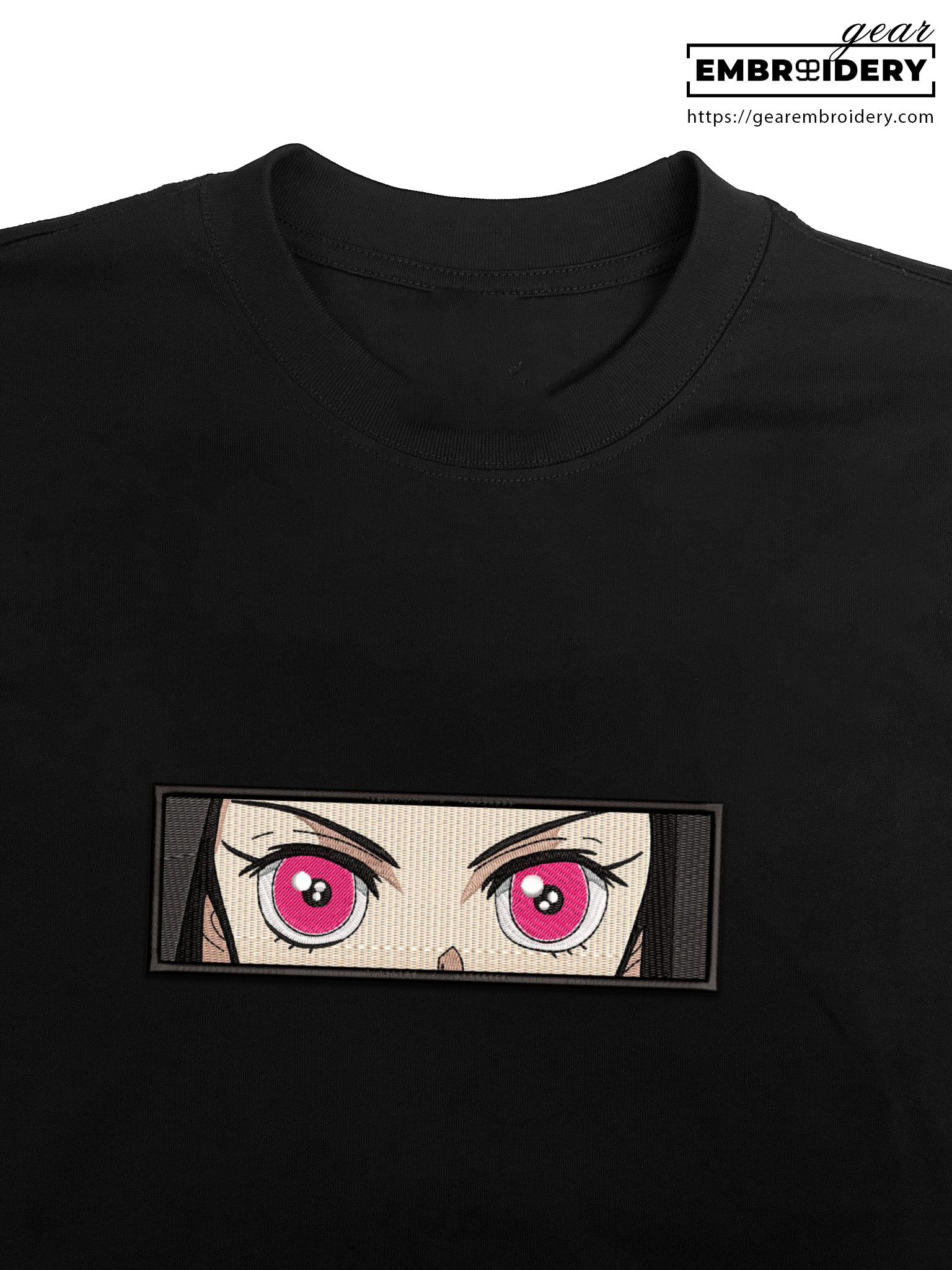 Nezuko eyes Demon Slayer Anime Embroidered Design Personalized Embroidered T Shirt Sweatshirt Hoodie Clothing DS0072