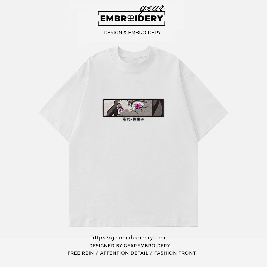 Nezuko eyes Demon Slayer Anime Embroidered Design Personalized Embroidered T Shirt Sweatshirt Hoodie Clothing DS0075
