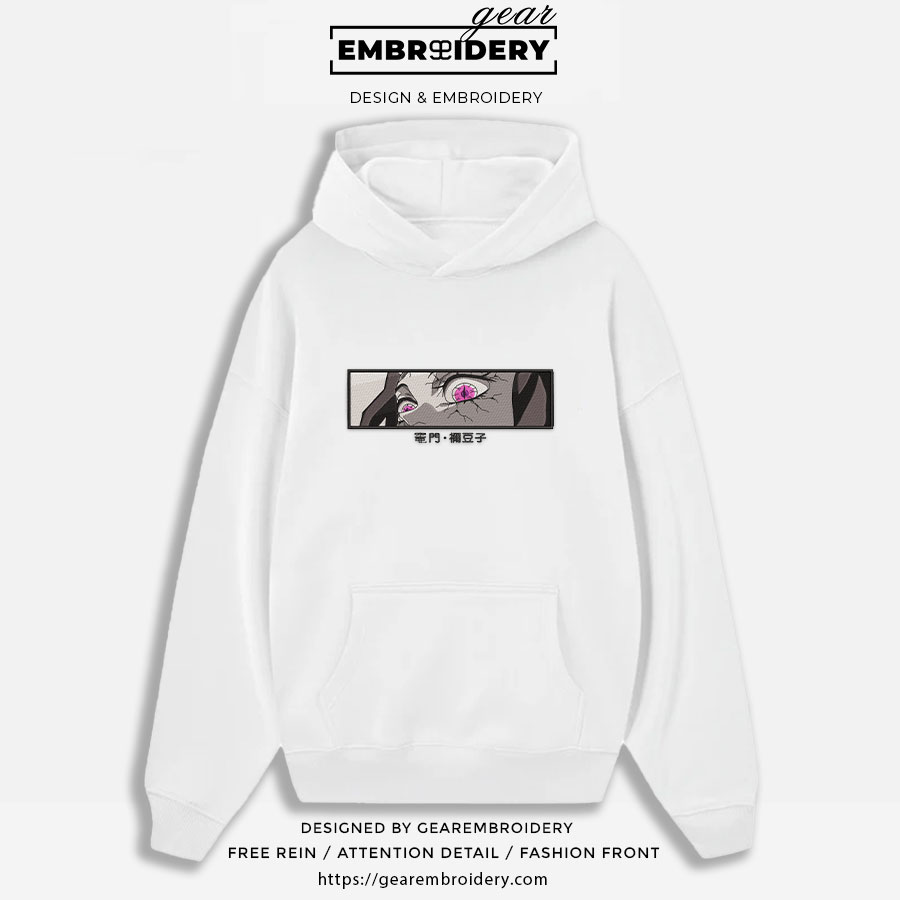 Nezuko eyes Demon Slayer Anime Embroidered Design Personalized Embroidered T Shirt Sweatshirt Hoodie Clothing DS0075