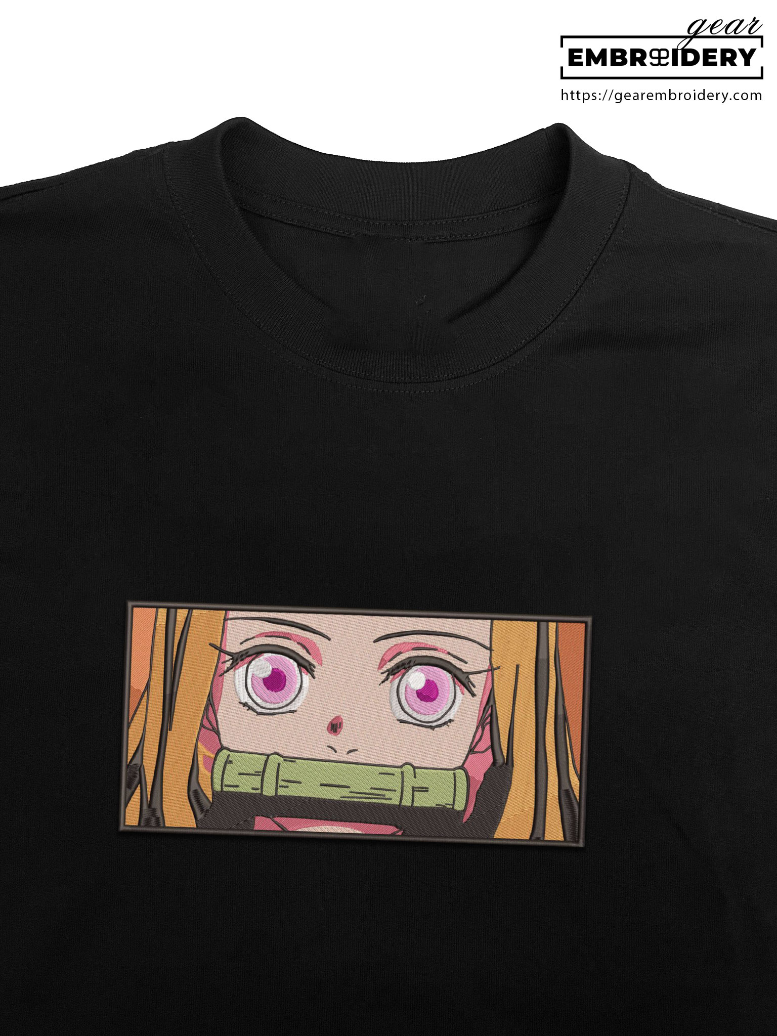 Nezuko face Demon Slayer Anime Embroidered Design Personalized Embroidered T Shirt Sweatshirt Hoodie Clothing DS0076