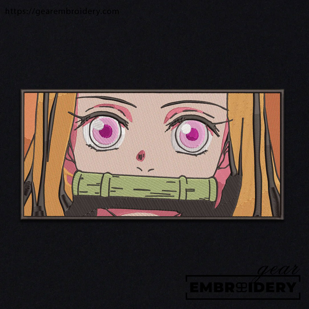 Nezuko face Demon Slayer Anime Embroidered Design Personalized Embroidered T Shirt Sweatshirt Hoodie Clothing DS0076