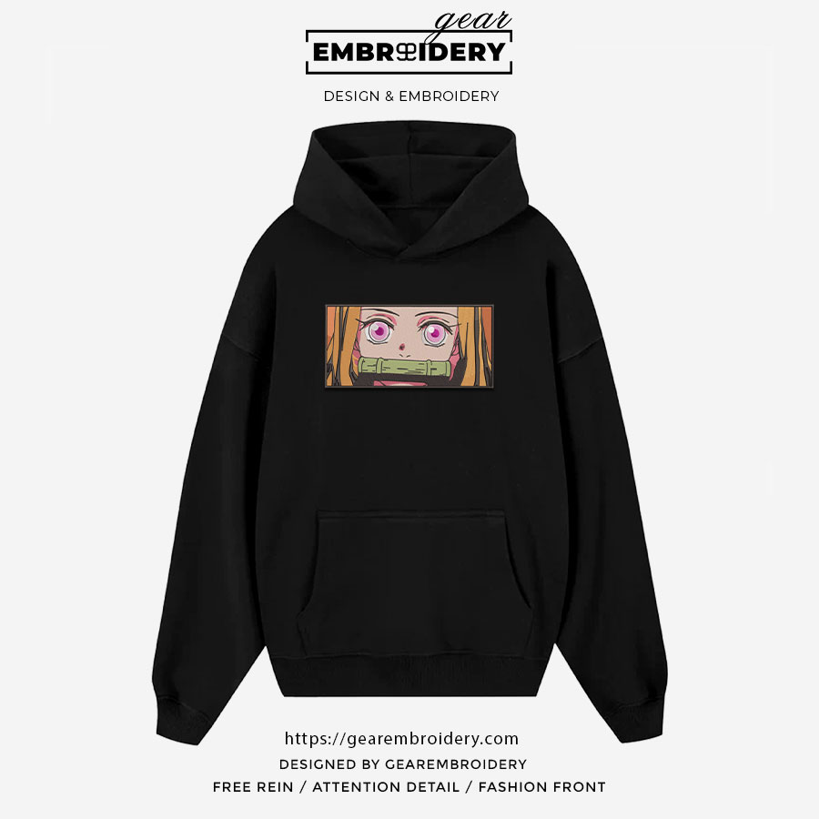 Nezuko face Demon Slayer Anime Embroidered Design Personalized Embroidered T Shirt Sweatshirt Hoodie Clothing DS0076