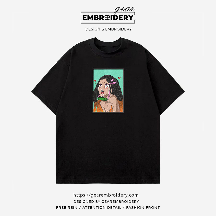 Nezuko hot Demon Slayer Anime Embroidered Design Personalized Embroidered T Shirt Sweatshirt Hoodie Clothing DS0077