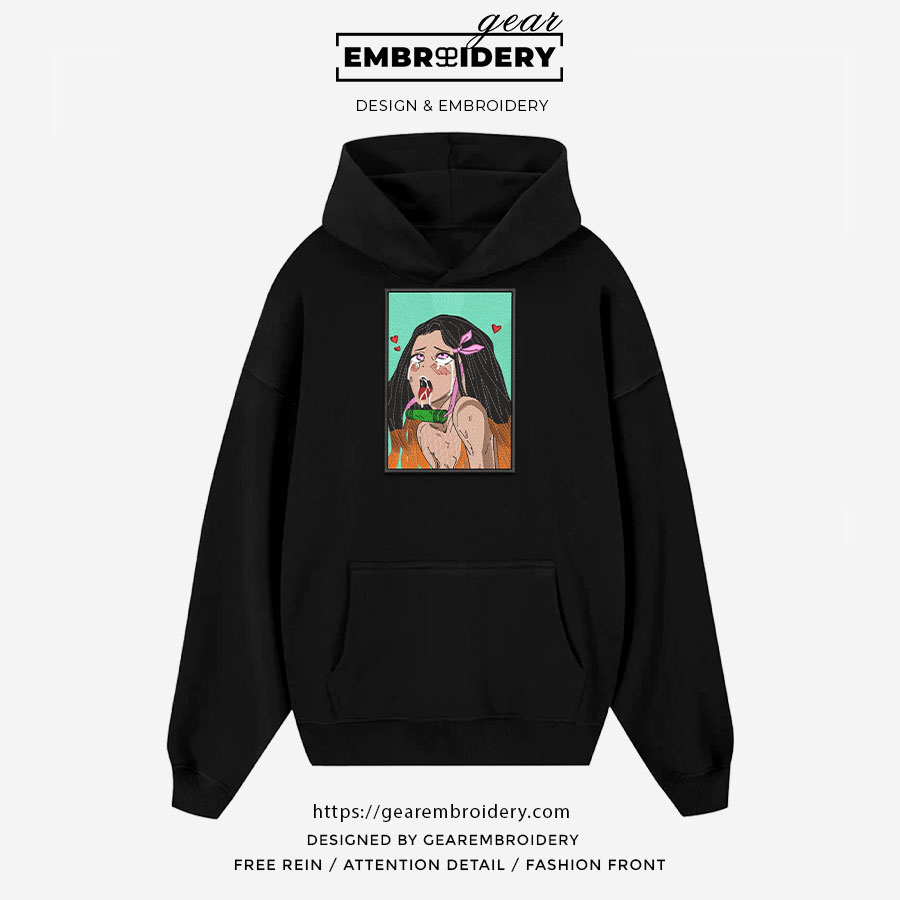 Nezuko hot Demon Slayer Anime Embroidered Design Personalized Embroidered T Shirt Sweatshirt Hoodie Clothing DS0077