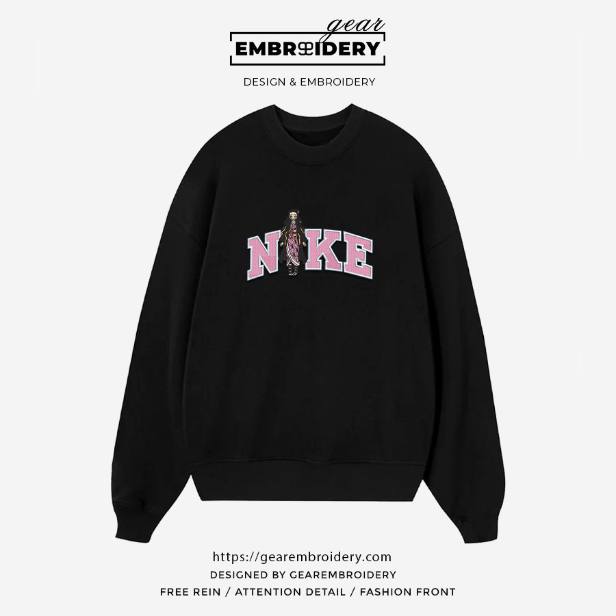 Nezuko nike nike Demon Slayer Anime Embroidered Design Personalized Embroidered T Shirt Sweatshirt Hoodie Clothing DS0079