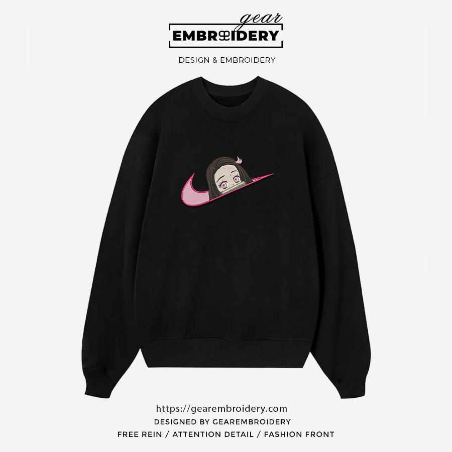 Nezuko swoosh nike Demon Slayer Anime Embroidered Design Personalized Embroidered T Shirt Sweatshirt Hoodie Clothing DS0083