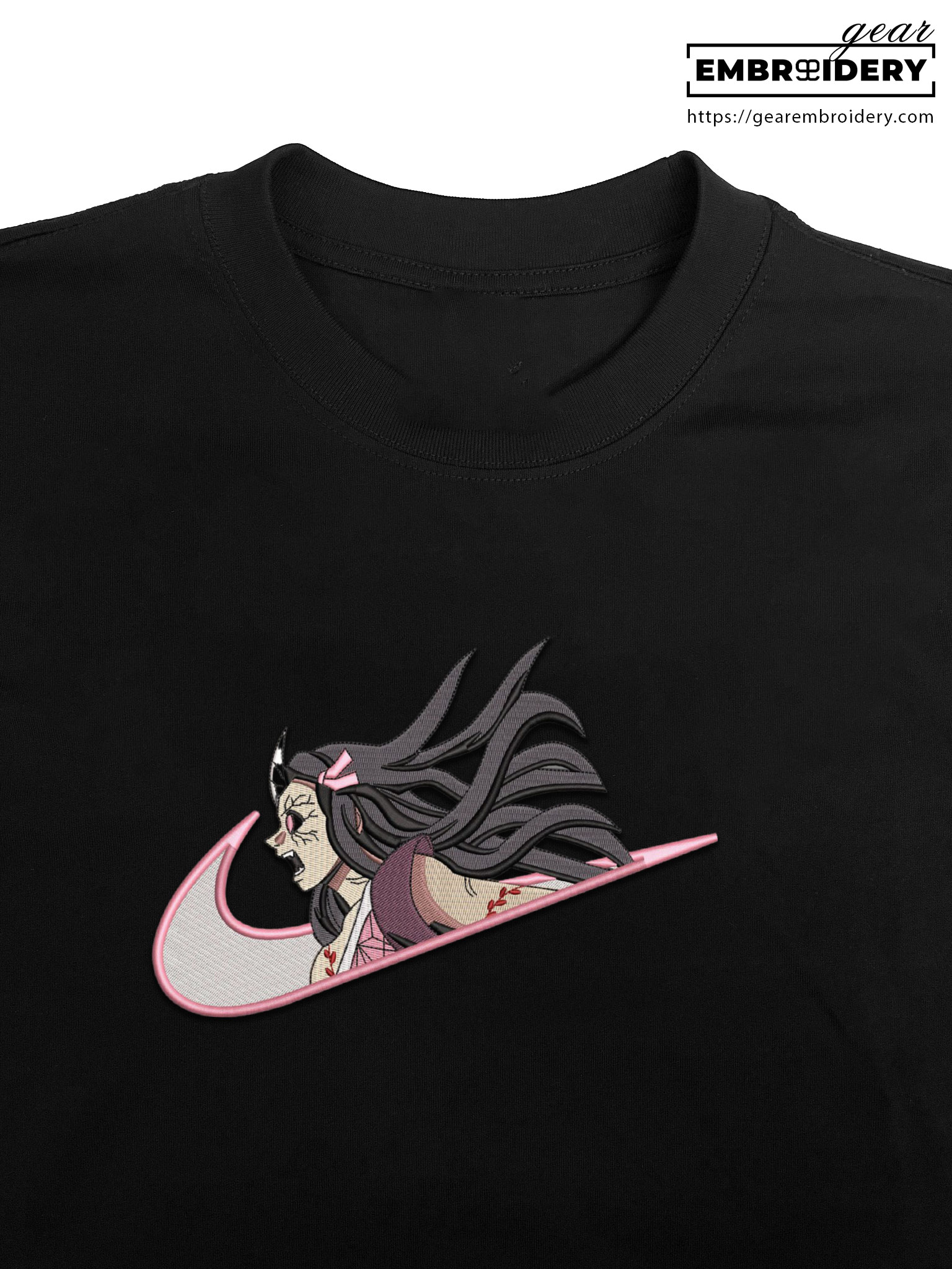 Nezuko swoosh nike Demon Slayer Anime Embroidered Design Personalized Embroidered T Shirt Sweatshirt Hoodie Clothing DS0084