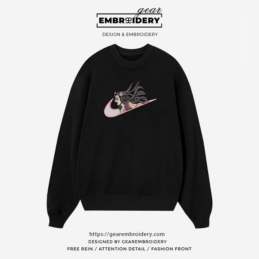 Nezuko swoosh nike Demon Slayer Anime Embroidered Design Personalized Embroidered T Shirt Sweatshirt Hoodie Clothing DS0084