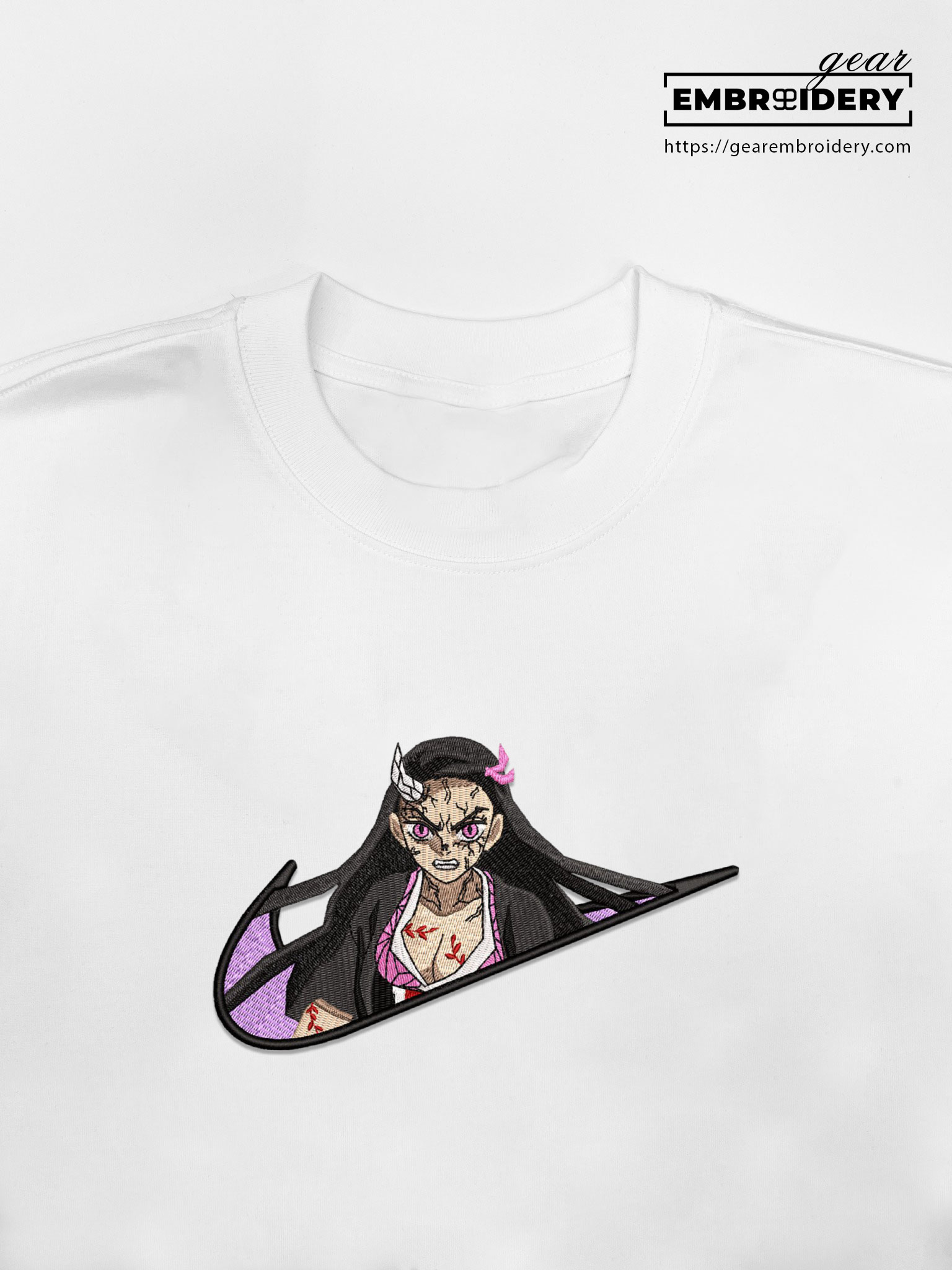 Nezuko swoosh nike Demon Slayer Anime Embroidered Design Personalized Embroidered T Shirt Sweatshirt Hoodie Clothing DS0086