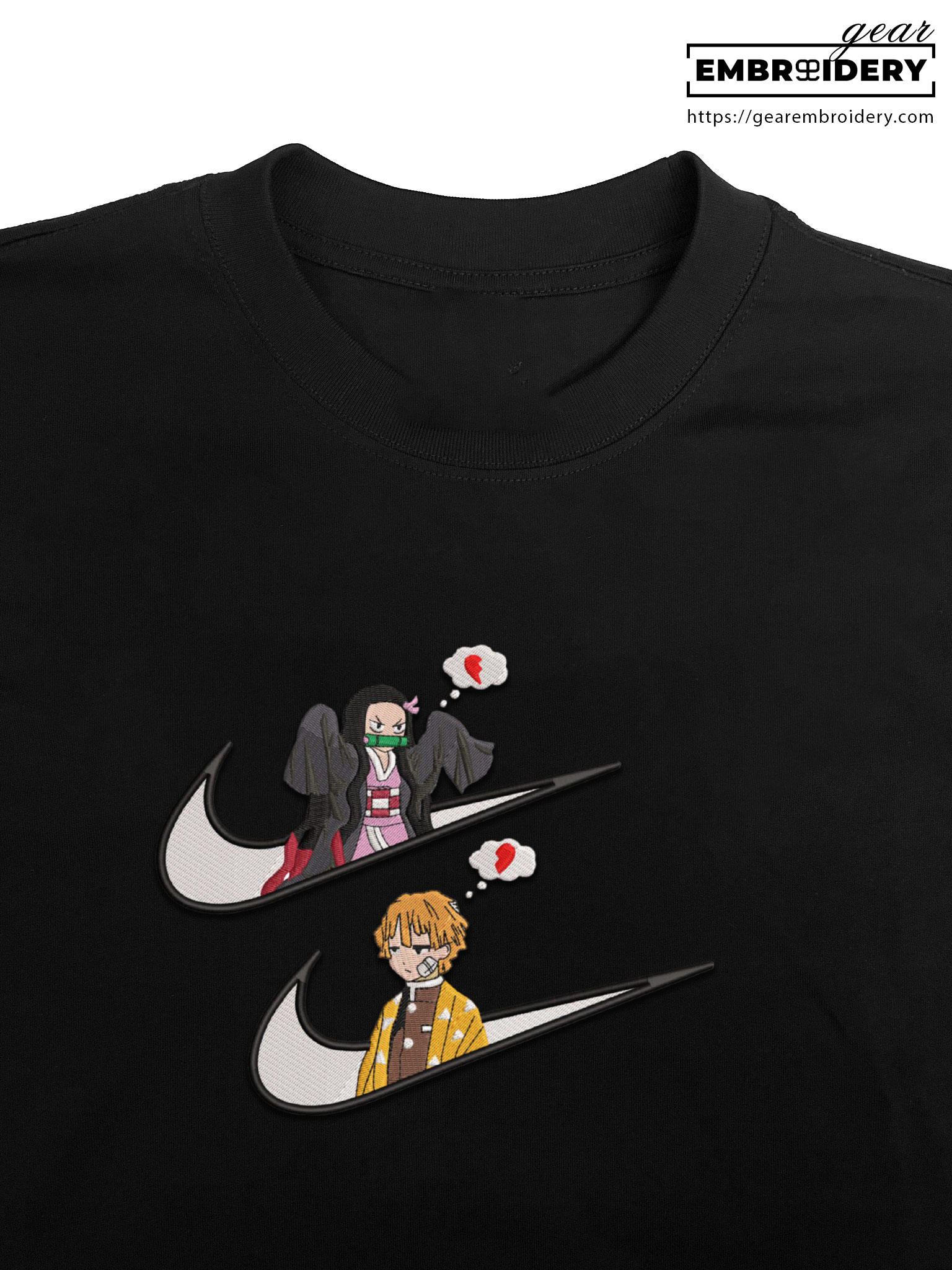 Nezuko zenitsu swoosh nike Demon Slayer Anime Embroidered Design Personalized Embroidered T Shirt Sweatshirt Hoodie Clothing DS0089