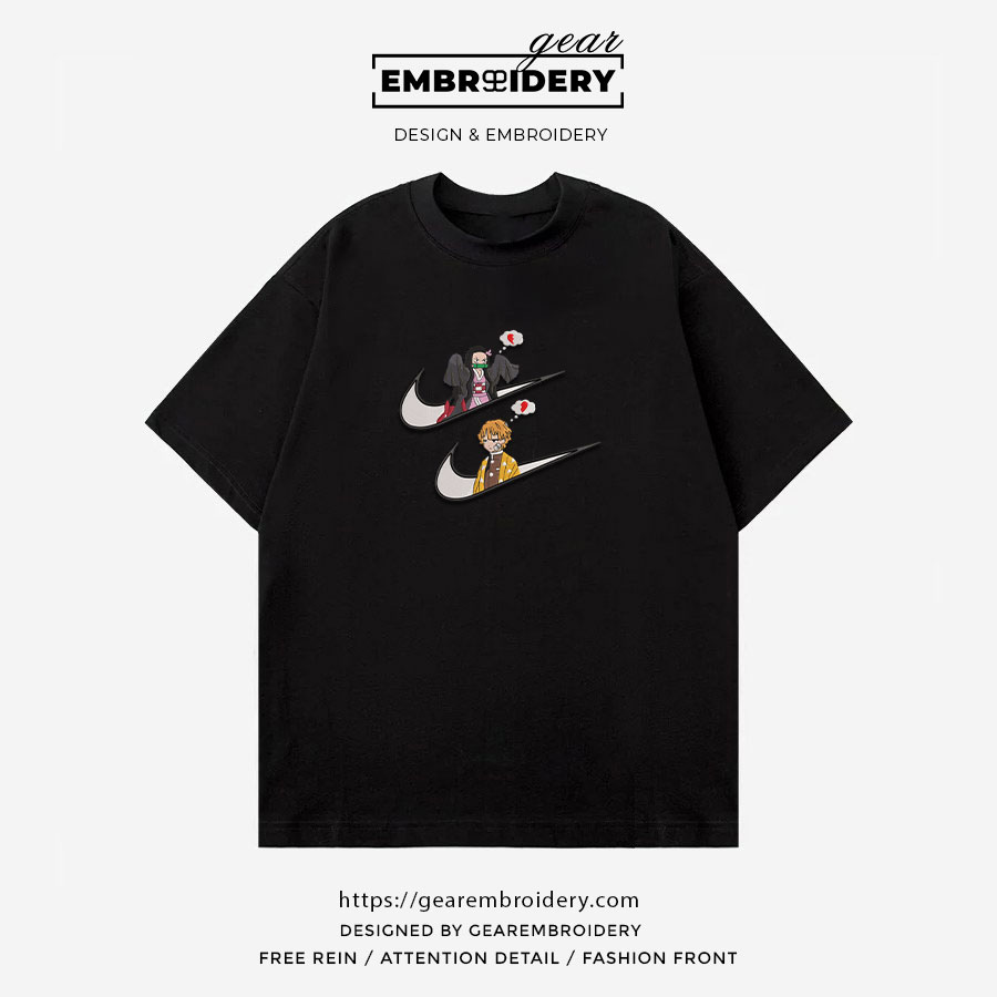 Nezuko zenitsu swoosh nike Demon Slayer Anime Embroidered Design Personalized Embroidered T Shirt Sweatshirt Hoodie Clothing DS0089