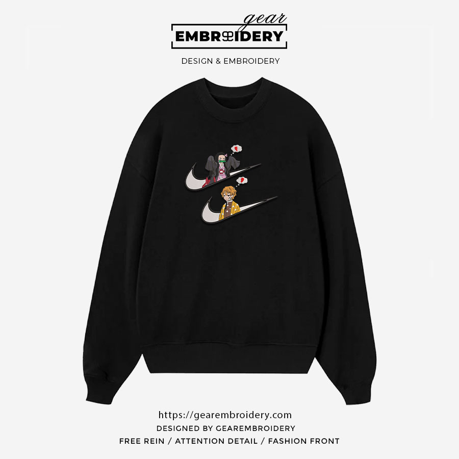 Nezuko zenitsu swoosh nike Demon Slayer Anime Embroidered Design Personalized Embroidered T Shirt Sweatshirt Hoodie Clothing DS0089