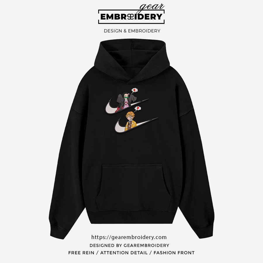 Nezuko zenitsu swoosh nike Demon Slayer Anime Embroidered Design Personalized Embroidered T Shirt Sweatshirt Hoodie Clothing DS0089