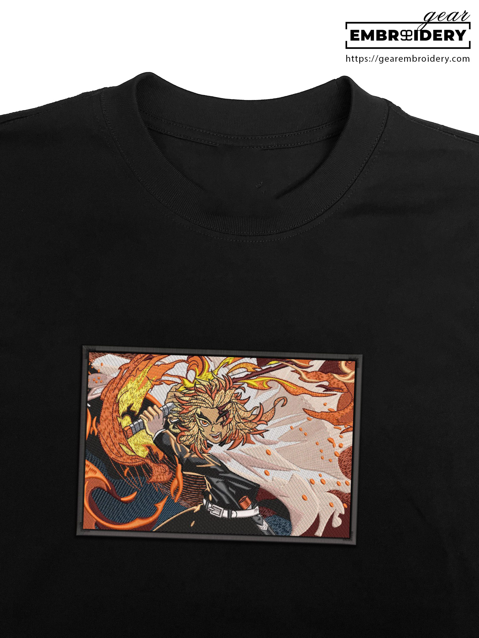 Rengoku attack Demon Slayer Anime Embroidered Design Personalized Embroidered T Shirt Sweatshirt Hoodie Clothing DS0093