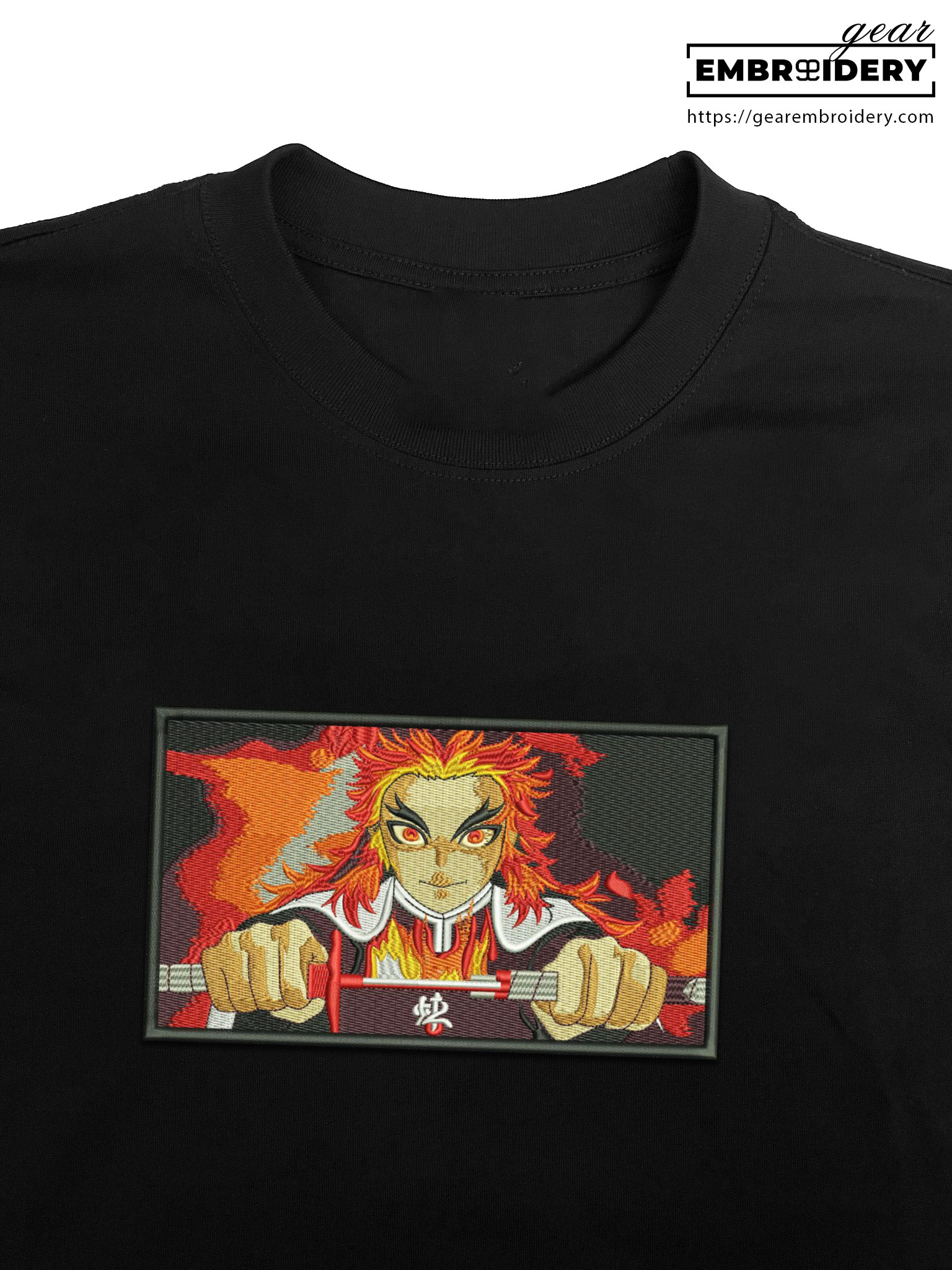 Rengoku Demon Slayer Anime Embroidered Design Personalized Embroidered T Shirt Sweatshirt Hoodie Clothing DS0096